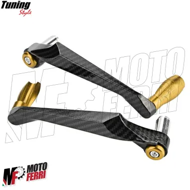 MF4531 Protezione Leva Freno Frizione Oro Carbon Look Universale Moto Scooter