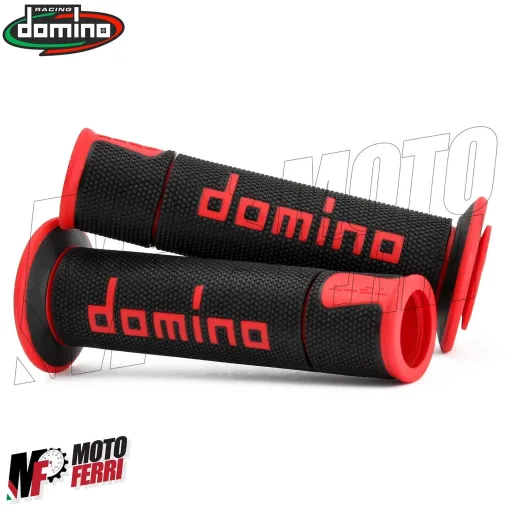 MF4559 - Manopole Domino A450 Nero/Rosso Universale Moto MV Honda Ducati Yamaha