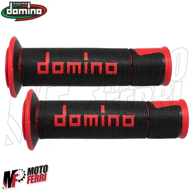 MF4559 - Manopole Domino A450 Nero/Rosso Universale Moto MV Honda Ducati Yamaha