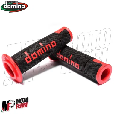 MF4559 - Manopole Domino A450 Nero/Rosso Universale Moto MV Honda Ducati Yamaha
