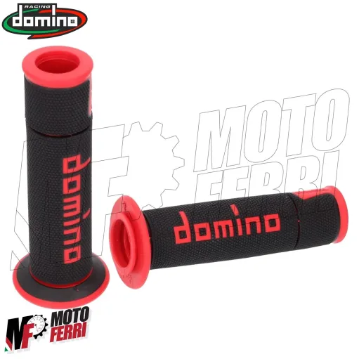 MF4559 - Manopole Domino A450 Nero/Rosso Universale Moto MV Honda Ducati Yamaha