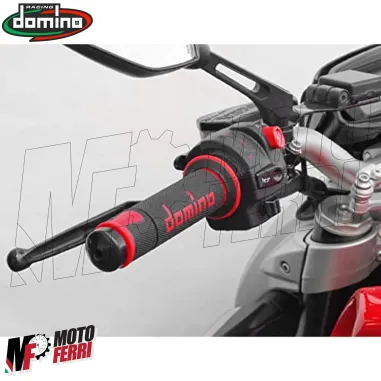 MF4559 - Manopole Domino A450 Nero/Rosso Universale Moto MV Honda Ducati Yamaha