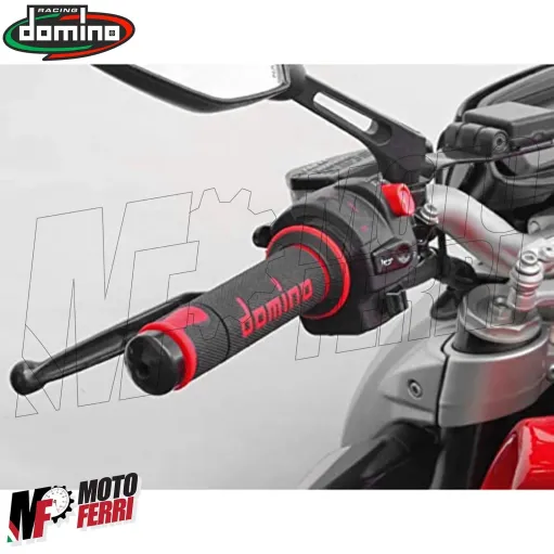 MF4559 - Manopole Domino A450 Nero/Rosso Universale Moto MV Honda Ducati Yamaha
