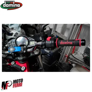 MF4559 - Manopole Domino A450 Nero/Rosso Universale Moto MV Honda Ducati Yamaha