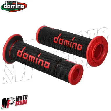 MF4559 - Manopole Domino A450 Nero/Rosso Universale Moto MV Honda Ducati Yamaha