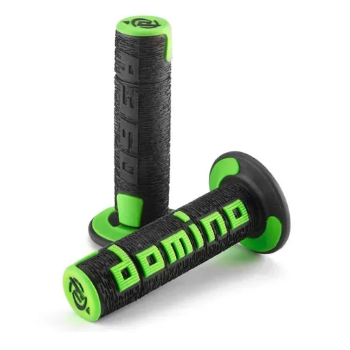 MF4564 - Manopole Domino A360 Nero/Verde Universali Cross Kawasaki Honda Yamaha