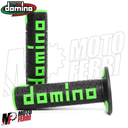 MF4564 - Manopole Domino A360 Nero/Verde Universali Cross Kawasaki Honda Yamaha
