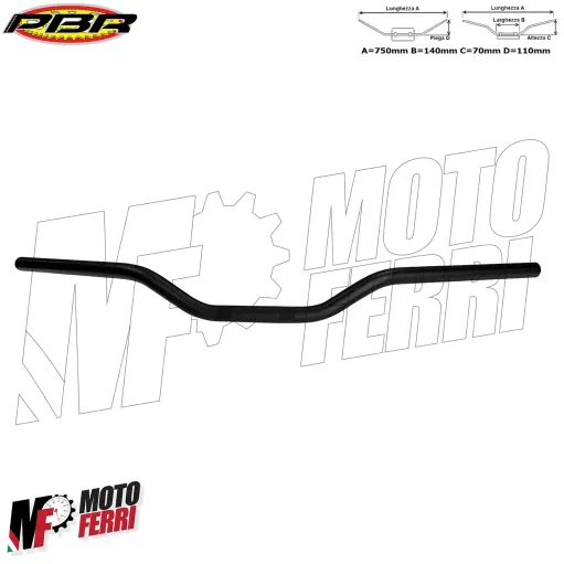 MF4576 Manubrio Piega Bassa Nero Opaco PBR 22 mm / 750 mm Universale Moto Naked