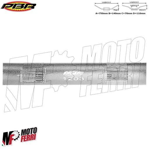 MF4577 Manubrio Piega Bassa Alluminio PBR 22mm / 750mm Universale Moto Naked