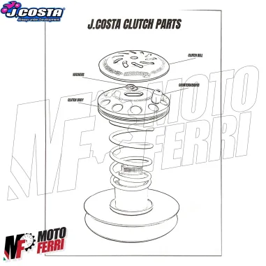 MF4553 Kit Frizione + Campana J.Costa Clutch XRP per Minarelli Aerox F12 Booster