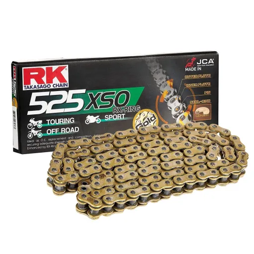MF4634 Catena Trasmissione Moto RK Passo 525 XSO Gold 120 Maglie con RX-Ring
