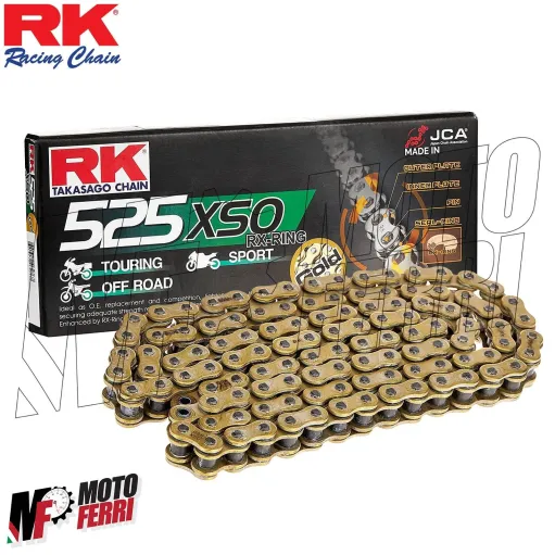MF4634 Catena Trasmissione Moto RK Passo 525 XSO Gold 120 Maglie con RX-Ring