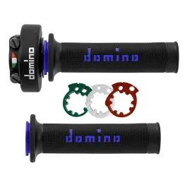 MF4651 Comando Gas Rapido Domino XM2 Blu con 3 Ghiere 2 Fili Univesale Moto