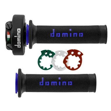 MF4651 Comando Gas Rapido Domino XM2 Blu con 3 Ghiere 2 Fili Univesale Moto