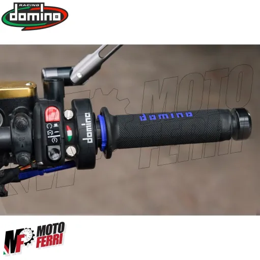 MF4651 Comando Gas Rapido Domino XM2 Blu con 3 Ghiere 2 Fili Univesale Moto
