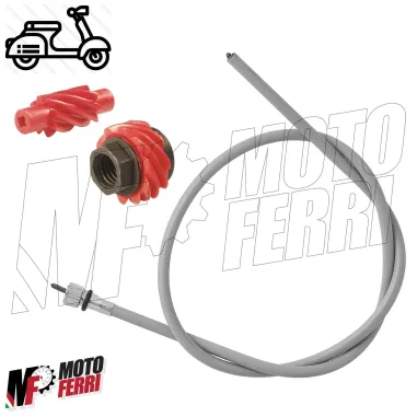 MF0029 KIT INGRANAGGI + TRASMISSIONE CAVO CONTACHILOMETRI VESPA 50 R L N
