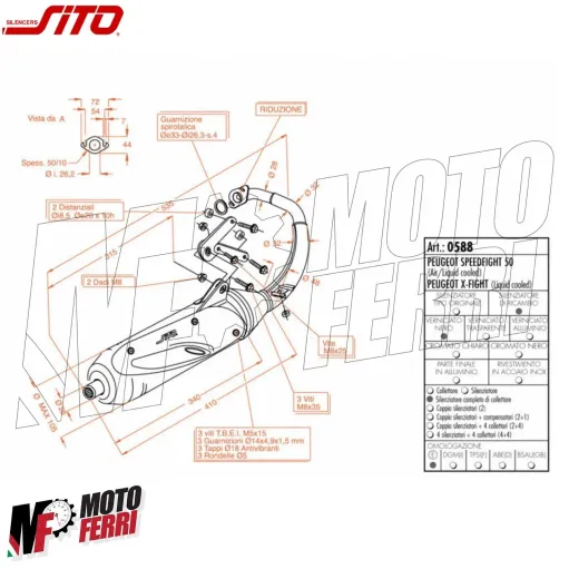 MF3701 – Marmitta Scarico Sito per Peugeot 50 2T Speedfight LC/AC - X-Fight LC