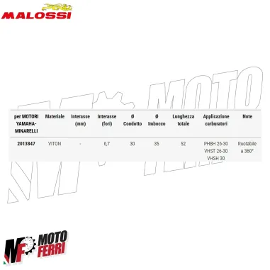 MF2239 COLLETTORE RUOTABILE 360 DM 30-35 MALOSSI VITON F12 F15 AEROX NITRO 2T