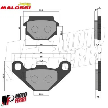 MF4093 Pastiglie freno Posteriore Malossi Malaguti Phantom Max 250 mod 2005/2006