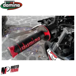 MF2520 Manopole Domino A260 Rosso / Nero Soft Grips Universali Moto Cross Enduro 2
