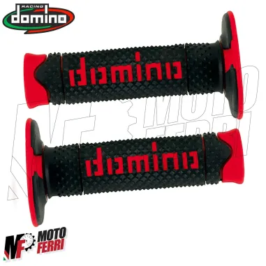 MF2520 Manopole Domino A260 Rosso / Nero Soft Grips Universali Moto Cross Enduro