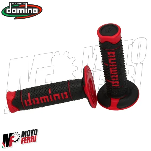 MF2520 Manopole Domino A260 Rosso / Nero Soft Grips Universali Moto Cross Enduro