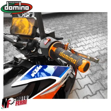MF2523 - Manopole Domino A260 Arancione / Nero Universale per Moto Cross Enduro