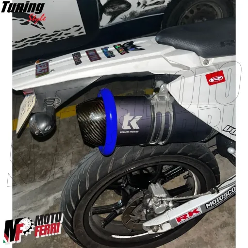 MF4681 Protezione Scarico Marmitta Terminale Blu Universale Moto Cross Enduro