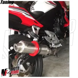 MF4681 Protezione Scarico Marmitta Terminale Rosso Universale Moto Cross Enduro 2