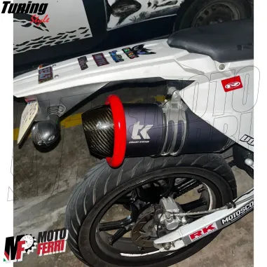 MF4681 Protezione Scarico Marmitta Terminale Rosso Universale Moto Cross Enduro