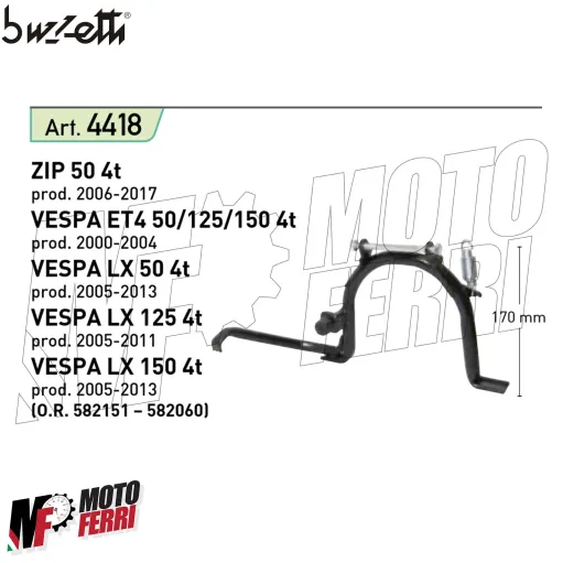 MF4706 - Cavalletto Centrale Buzzetti per Piaggio Vespa ET4 / LX 50 125 150 4T
