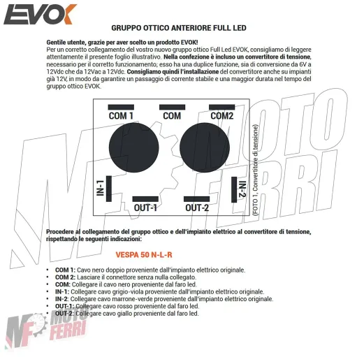 MF4714 Fanale Faro Anteriore Led per Vespa 50 R L N by Evok 6/12V 7000 Lumen