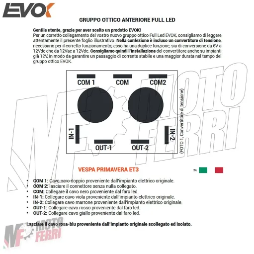 MF4715 Fanale Faro Anteriore Led per Vespa 125 ET3 Primavera 6/12V 7000 Lumen