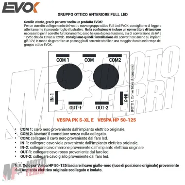 MF4716 Fanale Faro Anteriore Led Evok Vespa 50 125 HP FL FL2 6/12V 7000 Lumen