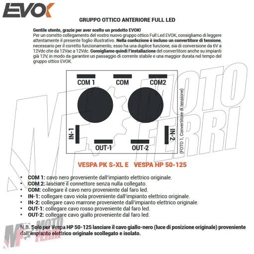 MF4716 Fanale Faro Anteriore Led Evok Vespa 50 125 HP FL FL2 6/12V 7000 Lumen