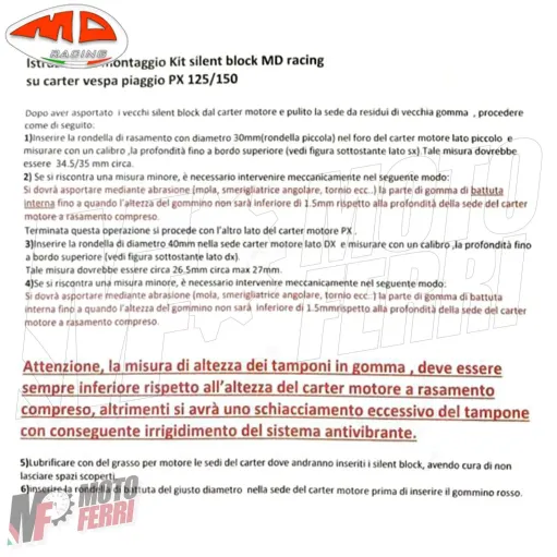 MF4721 Silent Block Supporto Motore Ammortizzatore MD Soft Vespa PX 125 150