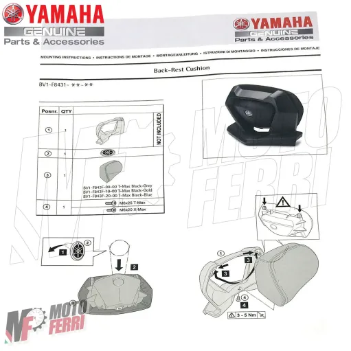 MF4746 Schienale Schienalino Poggiaschiena TMax 530 560 da 2017 a 2021 Yamaha