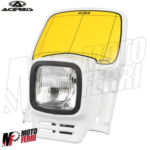 MF4753 Portafaro Mascherina Bianco Acerbis Elba Vintage per Moto Cross Enduro