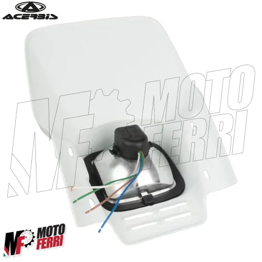 MF4753 Portafaro Mascherina Bianco Acerbis Elba Vintage per Moto Cross Enduro