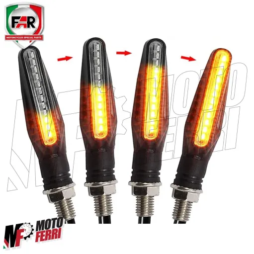 MF4757 Coppia Frecce Led Sequenziali FAR Brest Universali per Moto Scooter 9cm