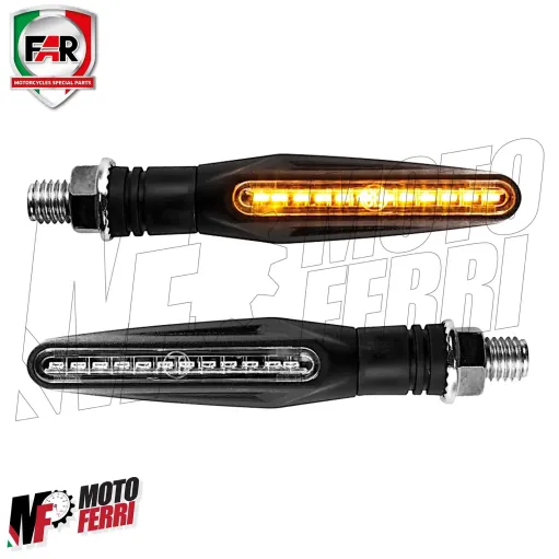 MF4757 Coppia Frecce Led Sequenziali FAR Brest Universali per Moto Scooter 9cm