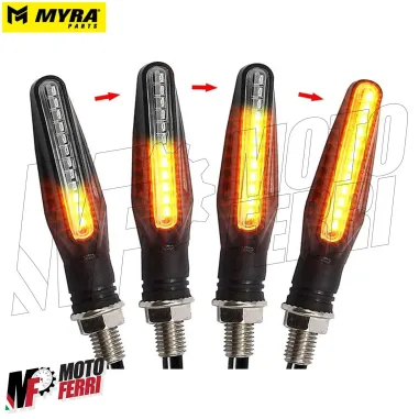 MF4758 Coppia Frecce Led Sequenziali Myra Parts Universali per Moto Scooter 9cm