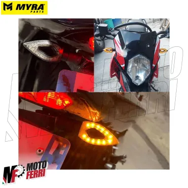MF4760 Coppia Frecce Led Sequenziali Myra Parts Universali per Moto Scooter 85mm