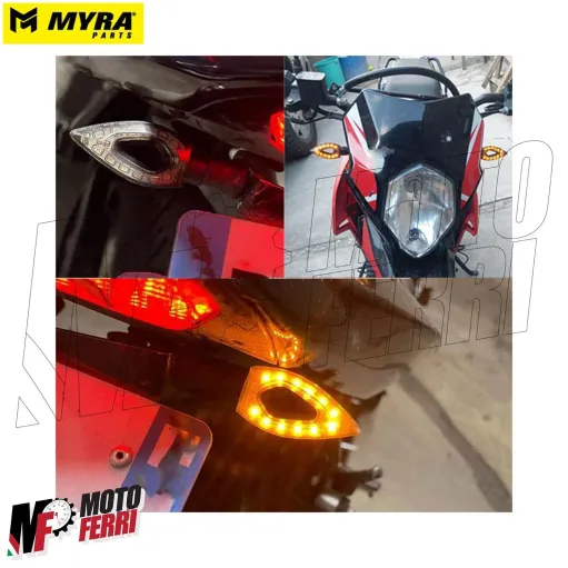 MF4760 Coppia Frecce Led Sequenziali Myra Parts Universali per Moto Scooter 85mm