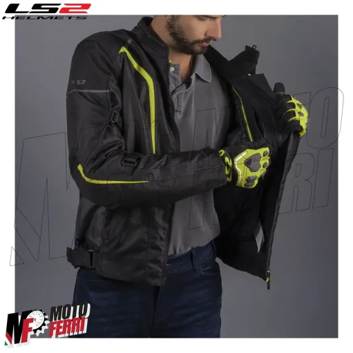 MF4783 Giacca Moto LS2 Sepang 4 Stagioni Impermeabile Protezioni Giallo / Nero