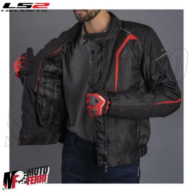 MF4782 Giacca Moto LS2 Sepang 4 Stagioni Impermeabile Protezioni Rosso / Nero