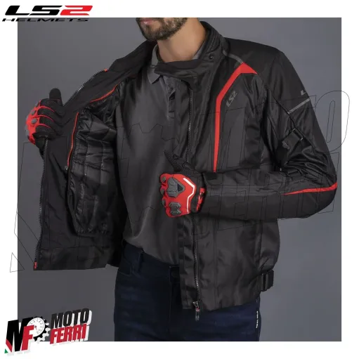 MF4782 Giacca Moto LS2 Sepang 4 Stagioni Impermeabile Protezioni Rosso / Nero