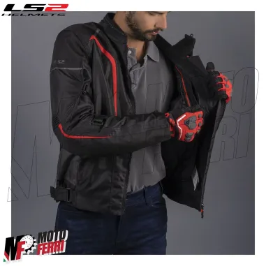 MF4782 Giacca Moto LS2 Sepang 4 Stagioni Impermeabile Protezioni Rosso / Nero