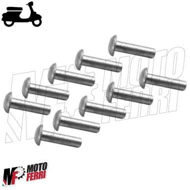 Kit 10 Ribattini Ribattino per Targhetta Vespa in Alluminio Testa Bombata 8X2mm