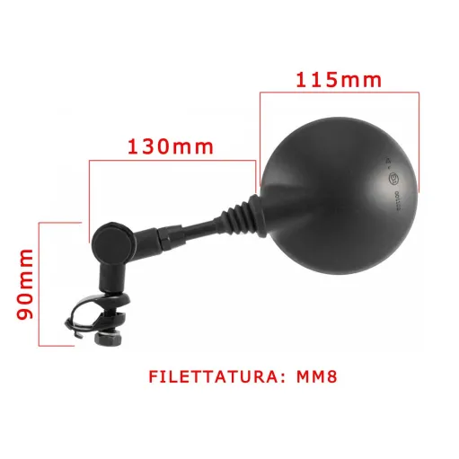 MF2207 Specchio Specchietto Retrovisore Universale Manubrio Pieghevole Fascetta